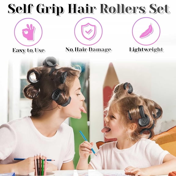 UBSWF-Rollers Hair Curlers 30Pcs Set with 3 Sizes (6 Large, 6 Medium, 6 Small) and 12 Clips, Storage Bag for Long, Medium, Short Hair Volume