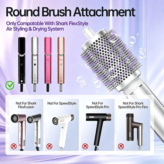 UBSWF-Round Brush Attachment Compatible with Shark Hair Dryer, Styling Accessory for Blowout and Volumizing