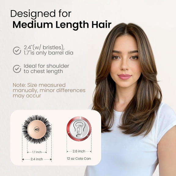 UBSWF-Round Brush for Blow Out, Medium Round Hair Brush w/Nano Ion Thermal Ceramic Tech, Professional RoundBrush for Blow Drying & Styling, Maximum Volume and Shine, Barrel 1.7 inch