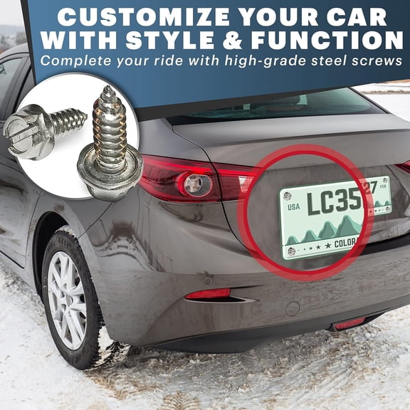 UBSWF-Rustproof License Plate Screws for US Domestic Vehicles & Select Imports Stainless Steel Bolts for Vehicles that Use Plastic Inserts (8-Pack, Stainless-Slotted)