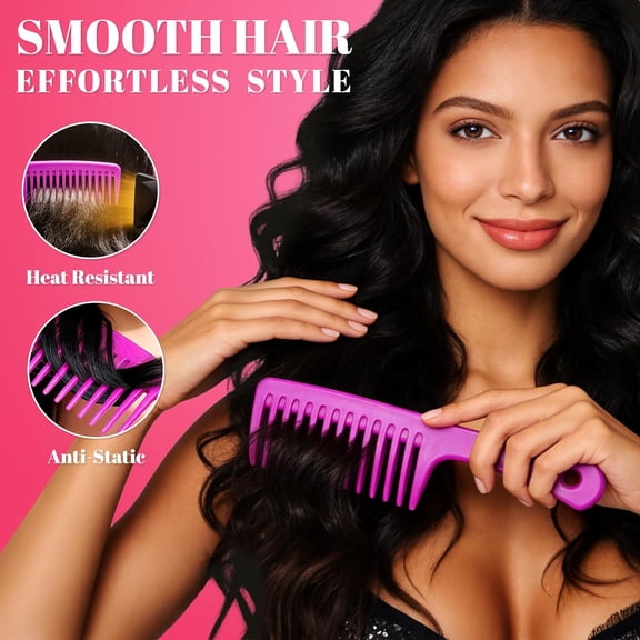 UBSWF-SALONSILK 6PCS Professional Comb Set, Edge Brush Wide Tooth Rat Tail Fine Tooth Hair Combs for Women&Men, Braiding Cutting Barber Styling Curly Parting Set for Curls, Natural Black Hair