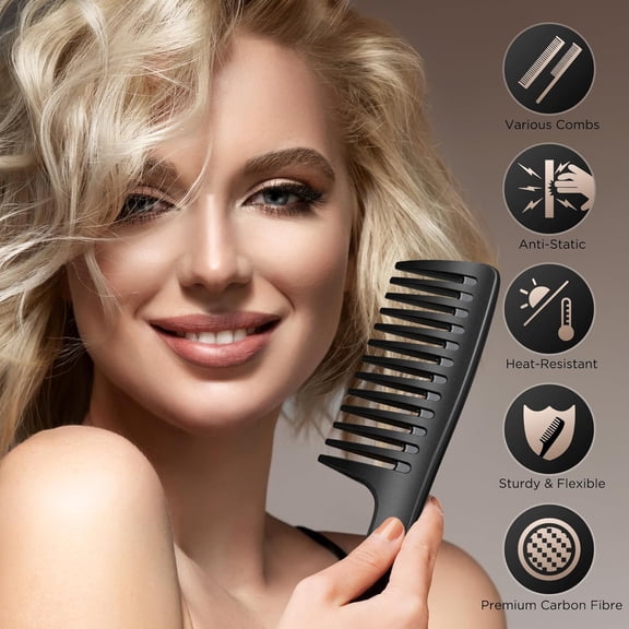 UBSWF-SALONSILK Women Hair Comb Set - 14PCS Wide Tooth Rat Tail Styling Combs Pick for Curly - Teasing Parting Fine Professional Barber Cutting Braiding Set