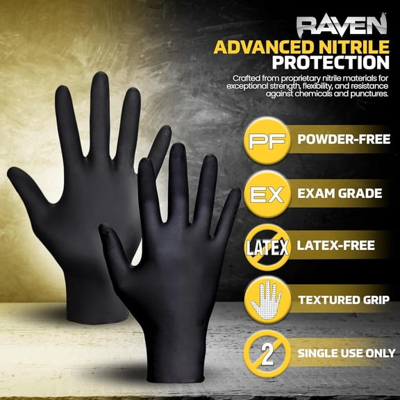 UBSWF-Safety 66517-01 Raven Powder-Free Exam Grade Nitrile - 6 mil 50 Gloves per box