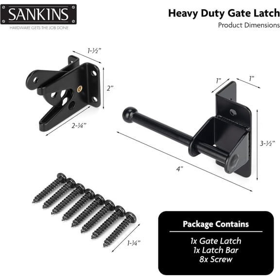 UBSWF-Self-Locking Gate Latch for Wooden Fence Gate Heavy Duty, Post Mount Automatic Gravity Lever Gate Fence Door Latches for Wooden Fence Secure Pool Garden Shed, Black, Normal