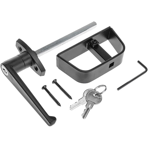 UBSWF-Shed Door Latch L-Handle Lock Kit with 2 Keys, 4-1/2" Stem Shed & Barn Door Lock