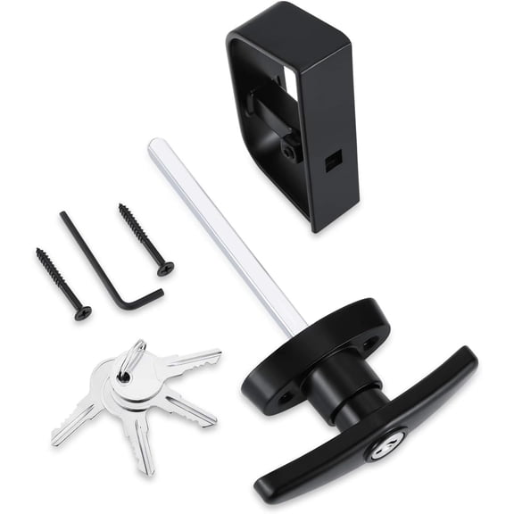 UBSWF-Shed Door Latch T-Handle Lock Kit with 4 Keys,Storage Barn Shed Door Hardware Lock Set 4" and 5" Stem