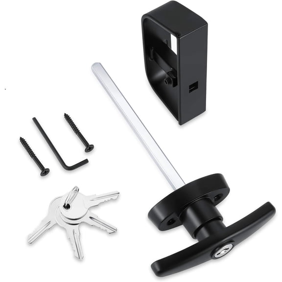 UBSWF-Shed Door Latch T-Handle Lock Kit with 4 Keys,Storage Barn Shed Door Hardware Lock Set 4" and 5" Stem