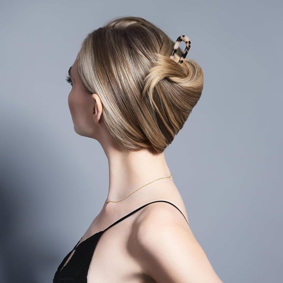 UBSWF-Sleek Chignon French Pin, Elegant Tortoise Pattern, Hair Accessory for Buns, French Twists & Updos, Lightweight Pin for Effortless Everyday Style, Hair Pin for All Hair Types