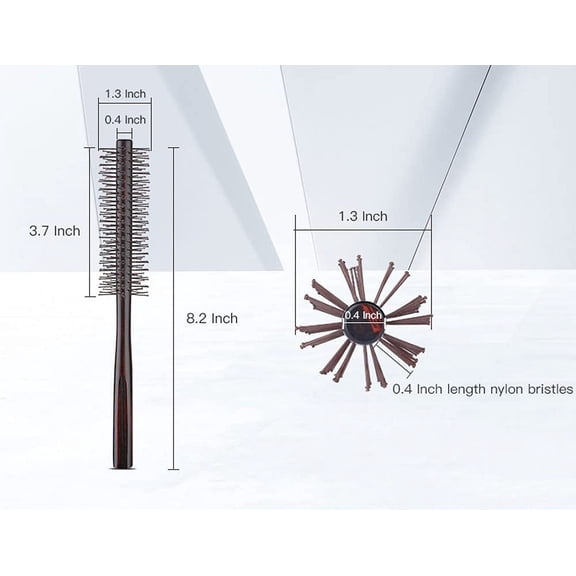 UBSWF-Small Round Brush for Short Hair, 1.3 Inch Mini Quiff Roller circular comb with soft Nylon Bristle for Men and Women, for Styling, Lifting, Volume, Curling Thin Hair, Bangs, Beard