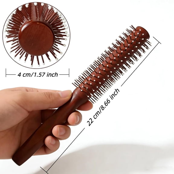 UBSWF-Small Round BrushCombingStyling Heat Resistant Nylon Spherical Comb TeethRound Brush for Blow Out Men Women Portable Travel Circular Hairbrush (Square Handle)