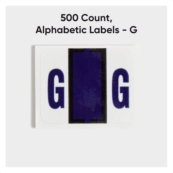 UBSWF-Smead BCCR Bar-Style Color-Coded Alphabetic Label, G, Label Roll, Violet, 500 Labels per Roll, (67077)