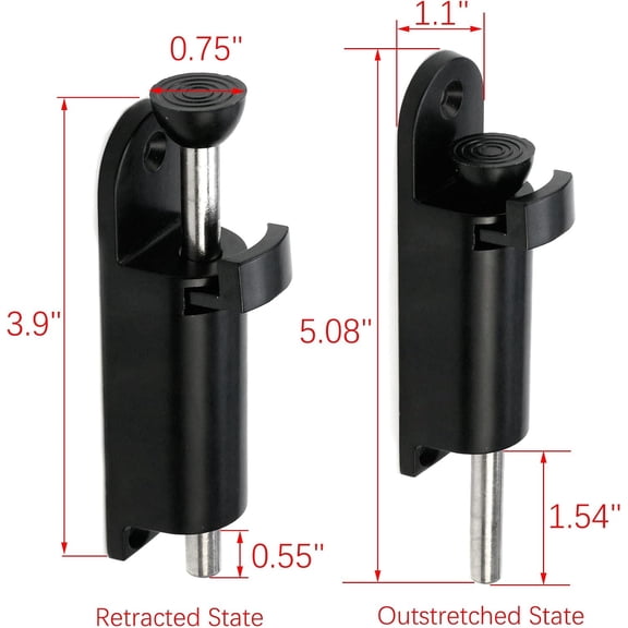 UBSWF-Spring Loaded Sliding Door Lock Black Patio Door Lock Heavy Duty Door Security Slide Latch Zinc Alloy Foot Operated Kick Lock for Slide Glass Door