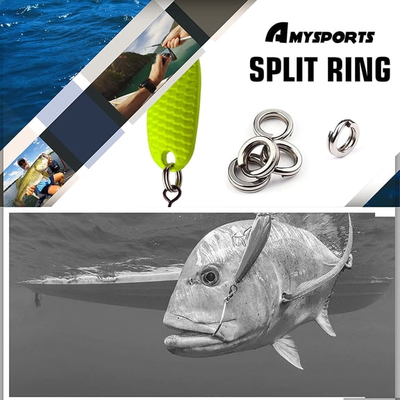 UBSWF-Stainless Steel Split Rings Saltwater High Strength Fishing Split Ring Line Connector Fishing Split Rings Freshwater Loop