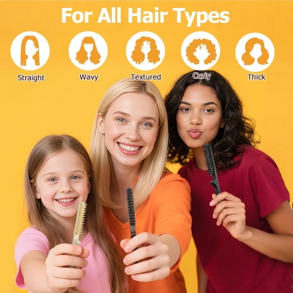 UBSWF-Teasing Brush for Fine Hair, Boar Bristle Styling Brush with Rat Tail Pick | Slick Back Brushes for Volume, Edge Control, and Smoothing Backcombing Comb for Women, Brown