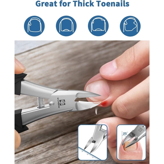 UBSWF-Toenail Clippers, Toe Nail Clippers for Thick or Ingrown Nails with Ingrown Toenail File and Lifter, Stainless Steel Sharp Curved Blade Professional Podiatrist Grooming Tool for Men Seniors