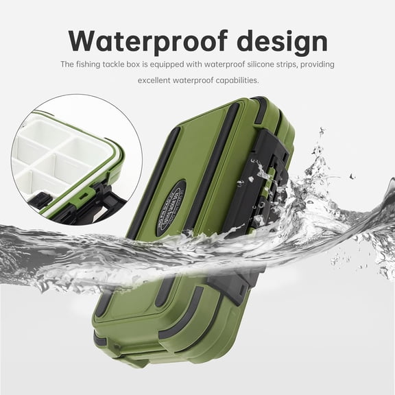 UBSWF-Waterproof Fishing Tackle Box Organizer, 24 Compartments Double Layer Fishing Lure Boxes Hooks Storage Case Fishing Accessories Box Containers (Green)