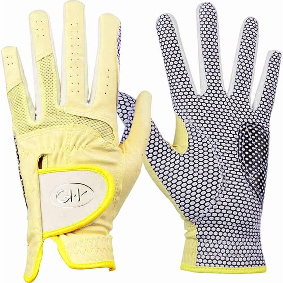 UBSWF-Women's Polyurethane Non-Slip Synthetic Leather Golf Gloves One Pair - Plain Both Hands