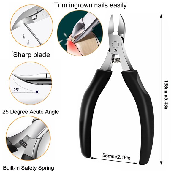 UBSWF-ingrown toenail removal kit,Pedicure Tools for feet,ingrown Toenail Clippers for Professional Podiatrist with Long Handle Curved Blade for Thick & Ingrown Nails, Suitable for Men, Women and Eld