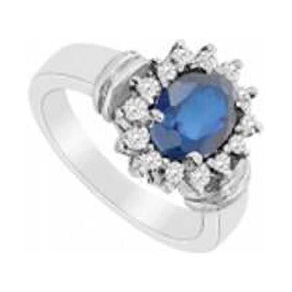 UBUK11897W10CZS-118RS5.5 Created Sapphire & Cubic Zirconia Ring 10K White Gold, 3.25 CT - Size 5.5