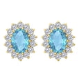 thumbnail image 1 of UBUNER40120Y14CZBT Oval Created Blue Topaz and CZ Halo Stud Earrings in 14K Yellow Gold 2 CT TGW, 1 of 1