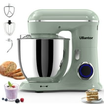 UBantor Stand Mixer, 6.5 QT Tilt-Head 660W 10-Speed Food Mixer, 3-IN-1 Kitchen Electric Mixer with Dough Hook, Beater, Whisk, Bowl for Most Home Cooks (Morandi Green）