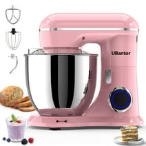 UBantor Stand Mixer, 6.5 QT Tilt-Head 660W 10-Speed Food Mixer, 3-IN-1 Kitchen Electric Mixer with Dough Hook, Beater, Whisk, Bowl for Most Home Cooks (Sakura Pink）