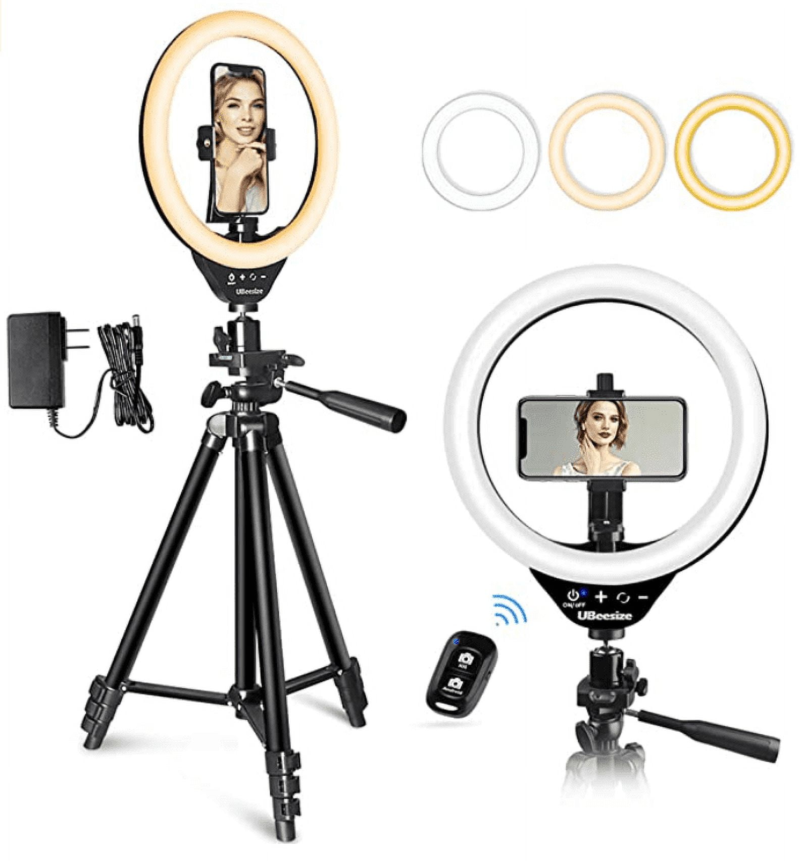 UBeesize 10" LED Ring Light with Stand and Phone Holder, Selfie Halo Light for Photography/Makeup/Vlogging/Live Streaming, Compatible with Phones and Cameras (2020 Version)