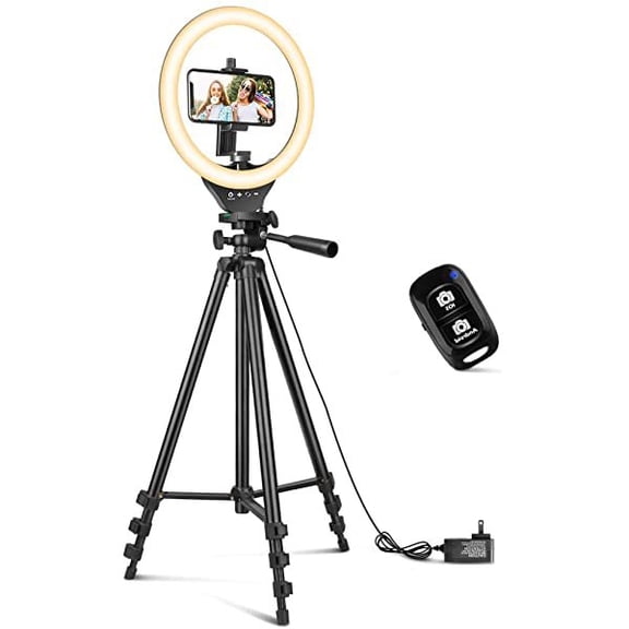 UBeesize 10'' Ring Light with 50'' Extendable Tripod Stand, LED Circle Lights with Phone