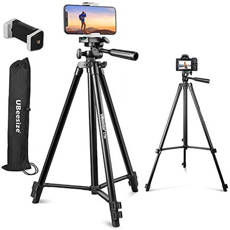UBeesize 50? Phone Tripod Stand, Aluminum Lightweight Tripod for Camera and Phone, Cell Phone Tripod with Phone Holder and Carry Bag, Compatible with iPhone & Android
