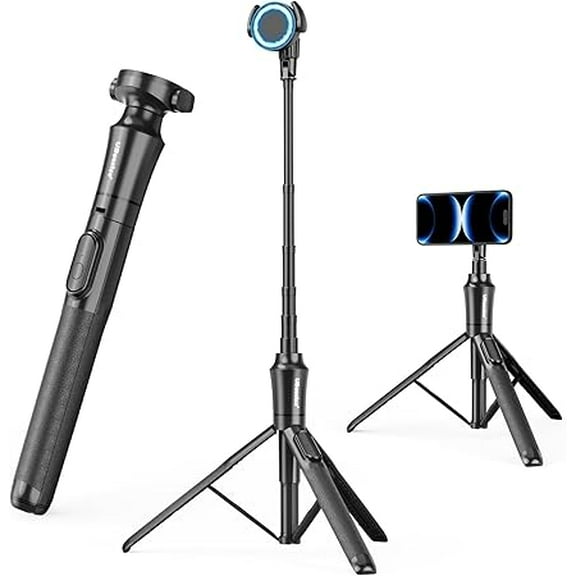 UBeesize 62'' Magnetic Selfie Stick Phone Tripod with Wireless Remote, Extendable Cell Phone Tripod Stand, Compatible with MagSafe, Cellphone Tripod for iPhone 12 Series and Android Phones