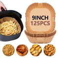 thumbnail image 1 of UBeesize 9 Inch Disposable Air Fryer Liners, 125 Pcs Square Unbleached Parchment Papers , Fits 5-8 Qt Basket,Make by Wood pulp, 1 of 7