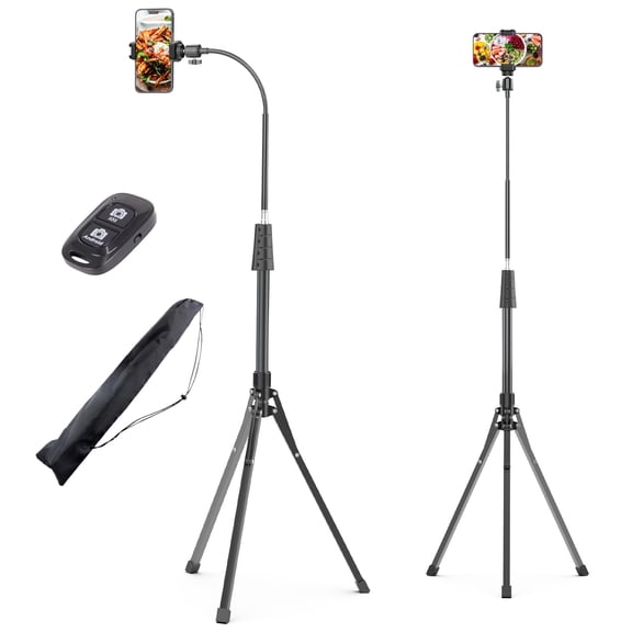 UBeesize 92 Cell Phone Tripod Stand with 16.5 Gooseneck and Remote, Overhead Tripod with Adjustable 360Ball Head & Phone Holder for iPhone17 Pro Max/Pro/Plus/ /16/15/14/13, Android Cell Phone