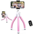 UBeesize Phone Tripod, Portable and Flexible Tripod with Wireless Remote and Universal Clip, Compatible with All Cell Phones/ Cameras, Cell Phone Tripod Stand for Video Recording(Pink) - image 1 of 7