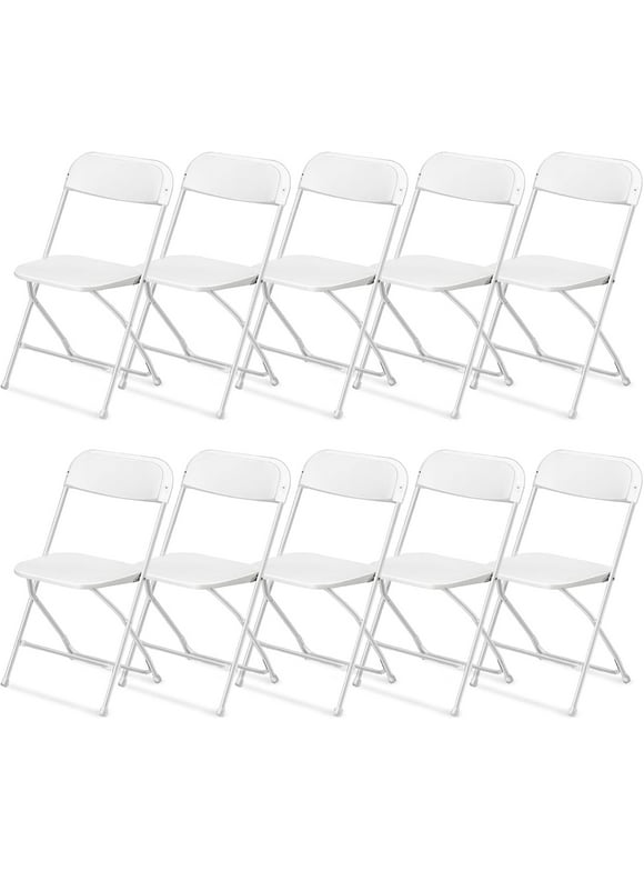 UBesGoo 10 Packs Plastic Folding Chairs Platsic Chair for Wedding Business Activities Banquet Seat Party Event Chair for Adults, White