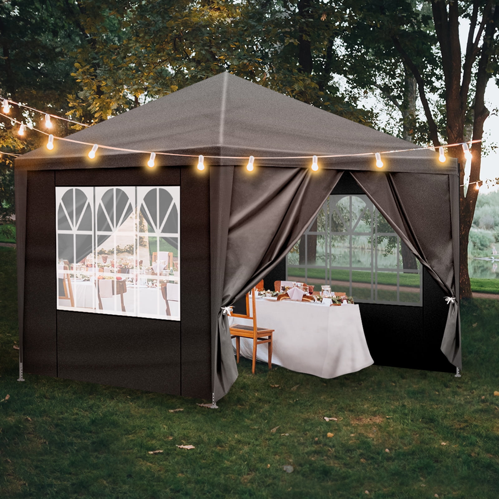 UBesGoo 10 x 10 Canopy Tent Garden Wedding Party Patio w 4 Side Walls Black