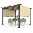 thumbnail image 1 of UBesGoo 10' x 10' Pergola Metal Dark 6 Beams Adjustable Shade Fabric Curved Top Folding Shed Khaki, 1 of 7