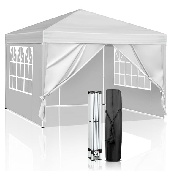 UBesGoo 10 x 10 ft Heavy Duty Ez Pop Up Gazebo Canopy Tent with 4 Removable Sidewalls (White)
