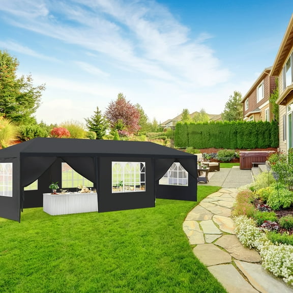 UBesGoo 10' x 30' Canopy Waterproof Party Tent Outdoor Tent 8 Sides Black
