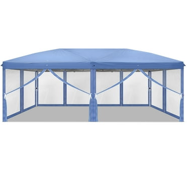 UBesGoo 10'x20' Canopy Tent Instant Open Gazebo Pop up Canopy w/ Mosquito Netting,Carry Bag,Blue