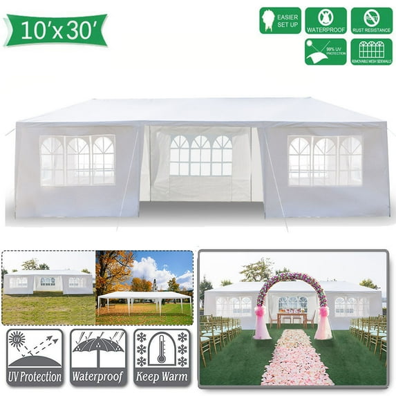 UBesGoo 10'x30' Canopy Party 7 Wall Wedding Tent Outdoor Gazebo Shade Tents Spiral Tube
