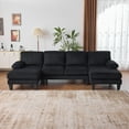 thumbnail image 1 of UBesGoo 111" Modular Sectional Sofa with Double Chaise, U-Shaped Cloud Corduroy Couch, 4 Seat Sofa Lounge Sleeper Furniture for Living Room, Black, 1 of 11