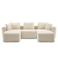 thumbnail image 1 of UBesGoo 112"W Cloud Sectional Couch, U-Shaped Corduroy Sofa with Movable Ottoman,Modern 3-Seats Modular Sofa for Living Room Small Space, Beige, 1 of 11