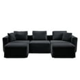 thumbnail image 1 of UBesGoo 112"W Cloud Sectional Couch, U-Shaped Corduroy Sofa with Movable Ottoman,Modern 3-Seats Modular Sofa for Living Room Small Space, Black, 1 of 11