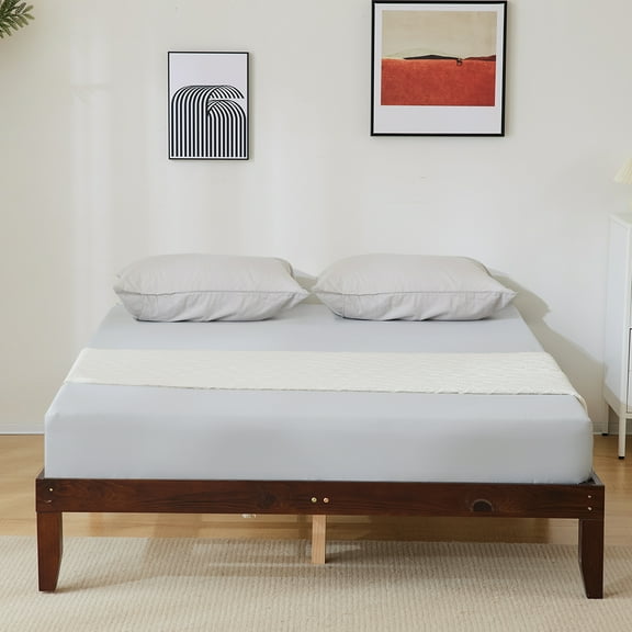 UBesGoo 12" Wood Platform Bed Frame / Solid Wood / Mattress Foundation with Wood Slat Support / No Box Spring Needed, Queen