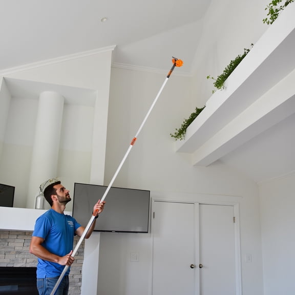 UBesGoo 12FT Telescopic Duster Kit, Ceiling & Window Cleaner with Squeegee, Silver+Orange