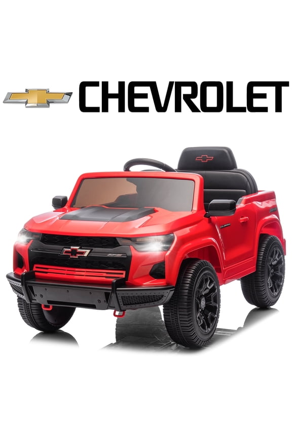 12V Licensed Chevrolet Colorado Electric Ride on Car Toy for Toddler Kid w/ Remote Control, LED Lights, Red
