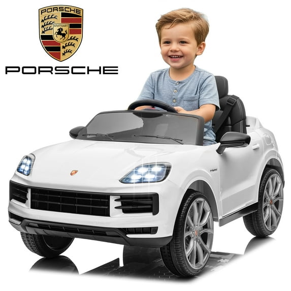 UBesGoo 12V Kids Ride on Car Toys, Licensed Porsche Cayenne Powered Electric Car for Kids, Parent Remote Control, White