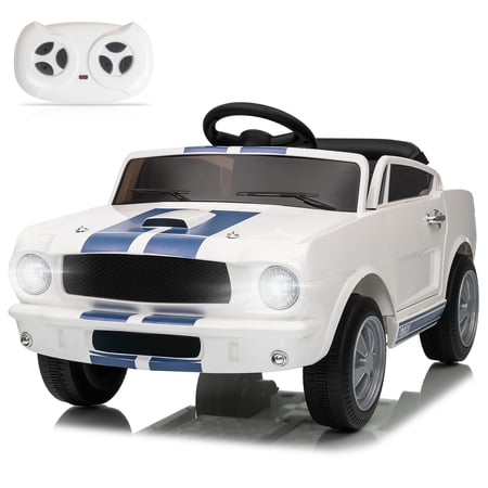 UBesGoo 12V Licensed Shelby Electric Ride on Car, Kids Powered Ride On Toy Car, w/ Parent Remote Control, White