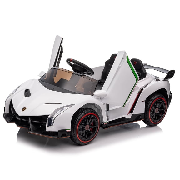 UBesGoo 12V Licensed Lamborghini Electric Ride on Cars for Kids, Powered Ride on Toys Cars for Girl Boys, with Parent Remote Control, Bluetooth Music - White