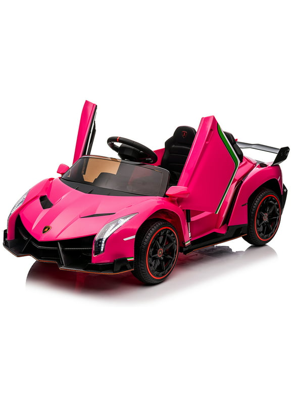 UBesGoo 12V Licensed Lamborghini Electric Ride on Cars for Kids, Powered Ride on Toys Cars for Girl Boys, with Parent Remote Control, Bluetooth Music - Pink